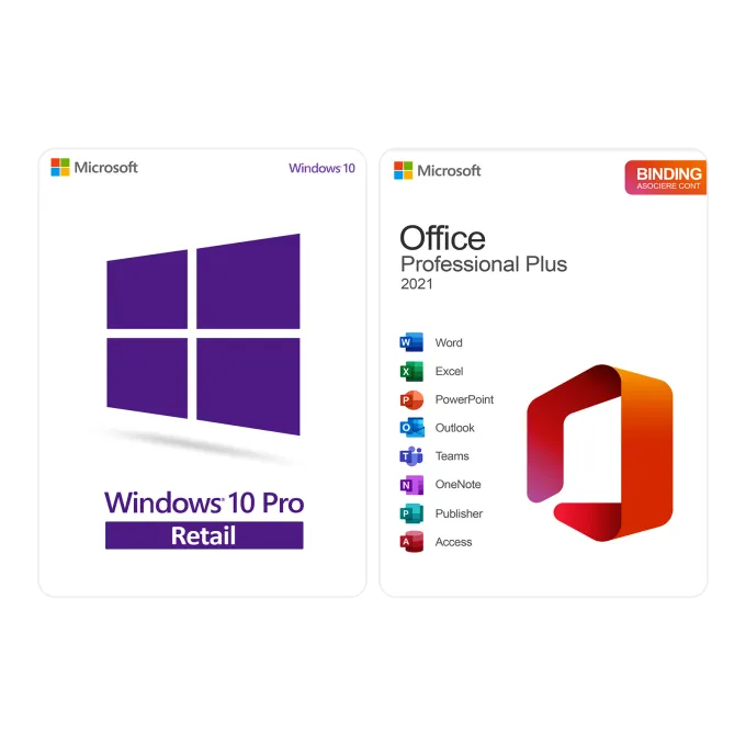 Pachet Windows 10 Pro + Office 2021 Pro Plus Binding