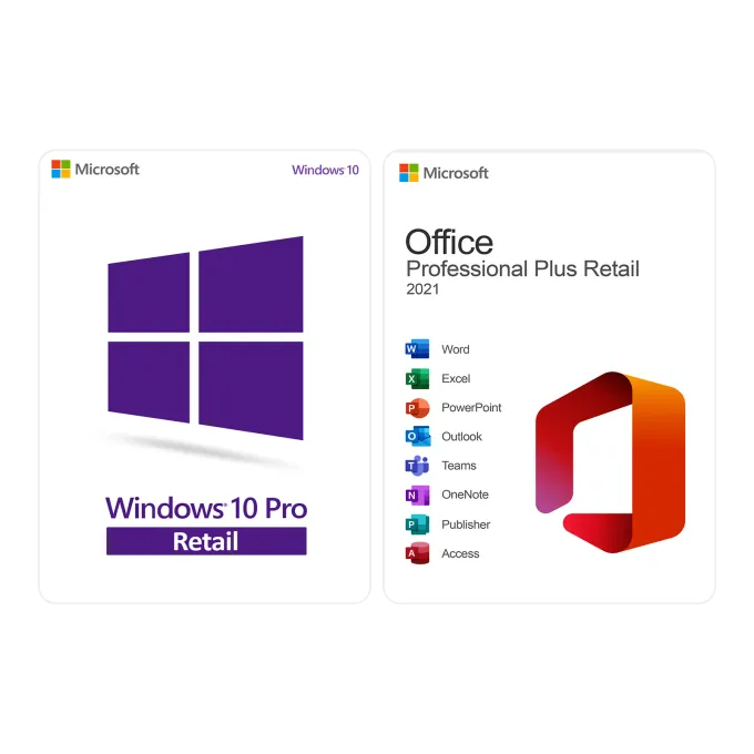 Pachet Windows 10 Pro + Office 2021 Pro Plus Retail Online